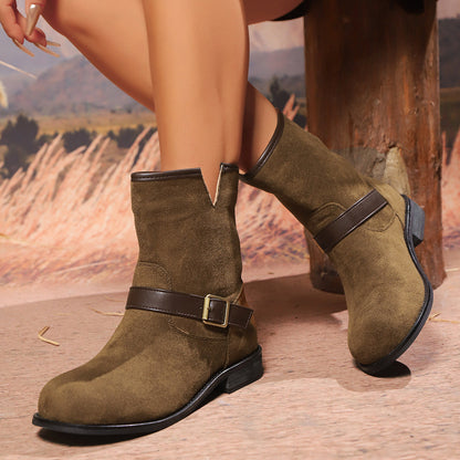 Gerdvik | Damen Stiefeletten Ankle Boots mit Schnalle - Beige - Image 7