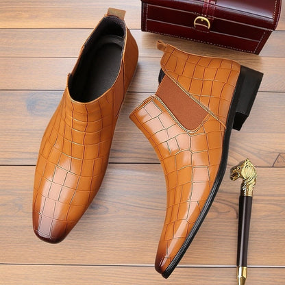 Gereon | Herren Chelsea Stiefelette Kroko-Look - Camel - Image 3