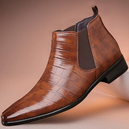 Gereon | Herren Chelsea Stiefelette Kroko-Look - Camel - Image 5