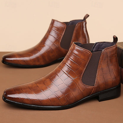 Gereon | Herren Chelsea Stiefelette Kroko-Look - Camel - Image 7