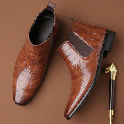 Gereon | Herren Chelsea Stiefelette Kroko-Look - Camel - Image 8
