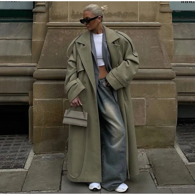 Gerlund | Damen Wollmantel Oversize Wintermantel - Khaki - Image 1