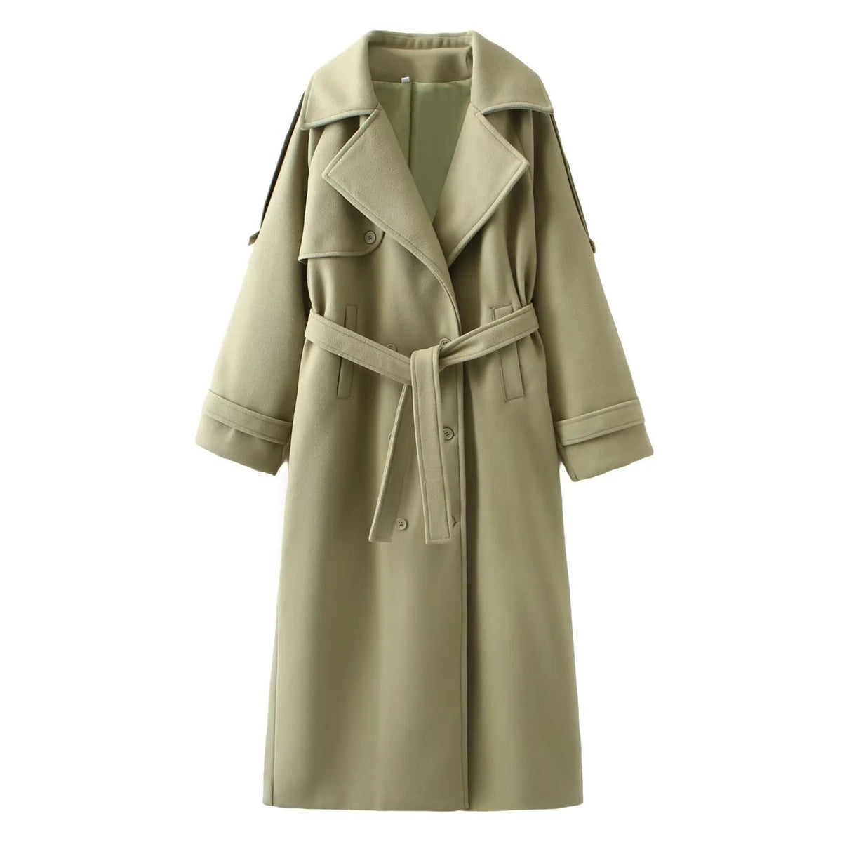 Gerlund | Damen Wollmantel Oversize Wintermantel - Khaki - Image 4