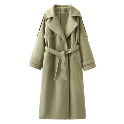 Gerlund | Damen Wollmantel Oversize Wintermantel - Khaki - Image 4