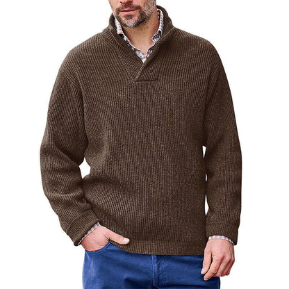 Gervold | Herren Strickpullover Schalkragen Rippenstrick - Brown - Image 3
