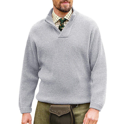 Gervold | Herren Strickpullover Schalkragen Rippenstrick - Brown - Image 5