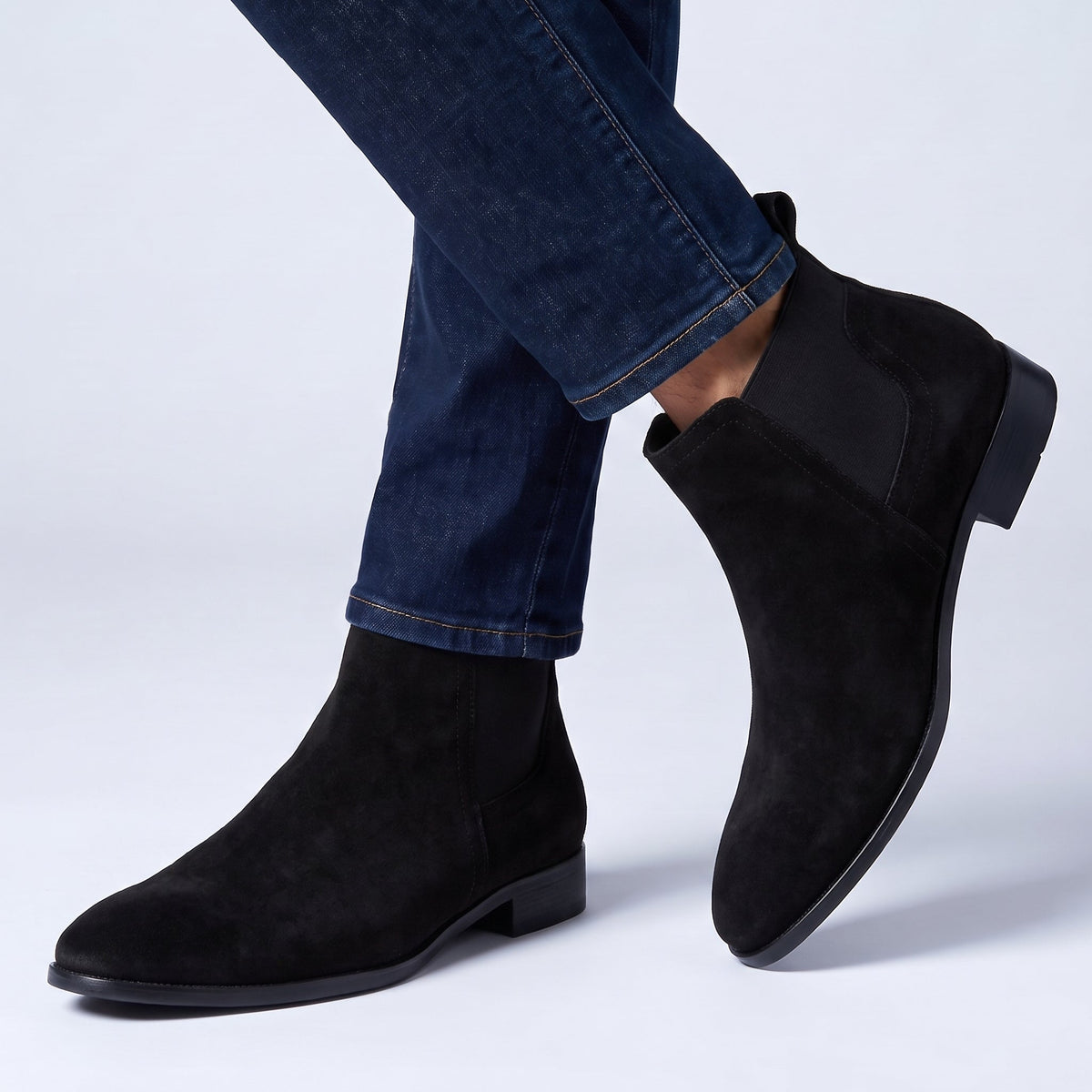 Herren Chelsea Boots Bequem Elastischer Seiteneinsatz Schlupf 6