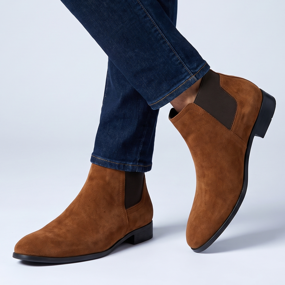 Herren Chelsea Boots Bequem Elastischer Seiteneinsatz Schlupf 2