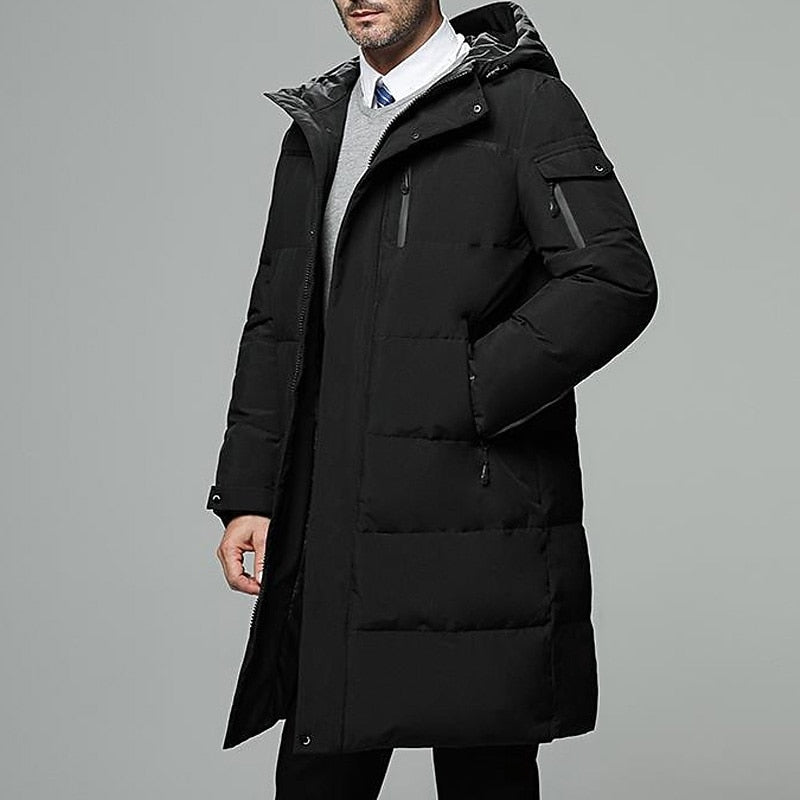 Halvdan | Herren Lange Steppjacke mit Kapuze - Black - Image 1