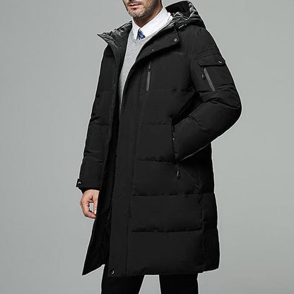Halvdan | Herren Lange Steppjacke mit Kapuze - Black - Image 1