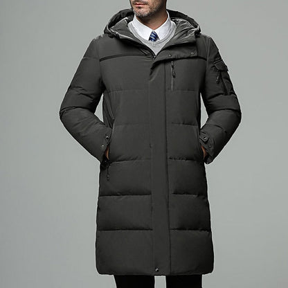 Halvdan | Herren Lange Steppjacke mit Kapuze - Black - Image 3