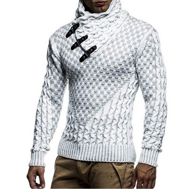Halvgard | Herren Strickpullover Schalkragen Zopfmuster - Dark Grey - Image 2