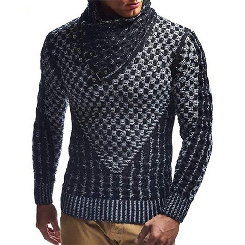 Halvgard | Herren Strickpullover Schalkragen Zopfmuster - Dark Grey - Image 3