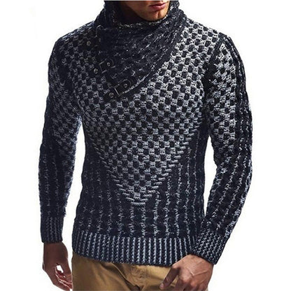 Halvgard | Herren Strickpullover Schalkragen Zopfmuster - Dark Grey - Image 3