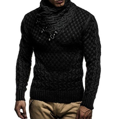 Halvgard | Herren Strickpullover Schalkragen Zopfmuster - Dark Grey - Image 4