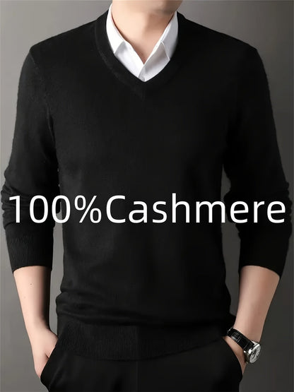 Halvord | Herren V-Ausschnitt Pullover Schwarz - Black - Image 2