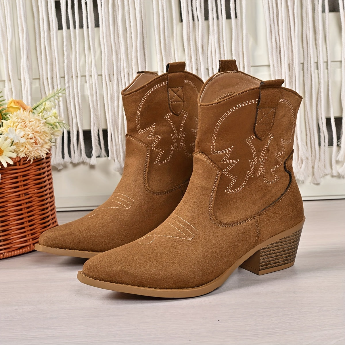 Hedda | Damen Western Cowboystiefel Stiefelette Braun - Camel - Image 3