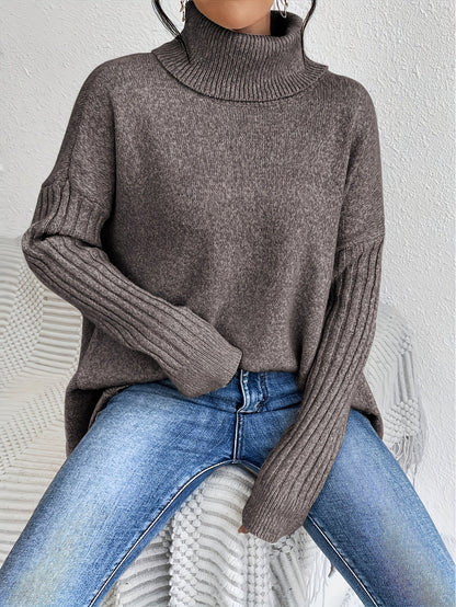 Hedrun | Damen Rollkragenpullover Oversized Strickpullover - Blue - Image 14
