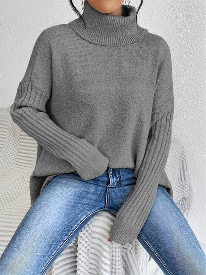 Hedrun | Damen Rollkragenpullover Oversized Strickpullover - Blue - Image 16