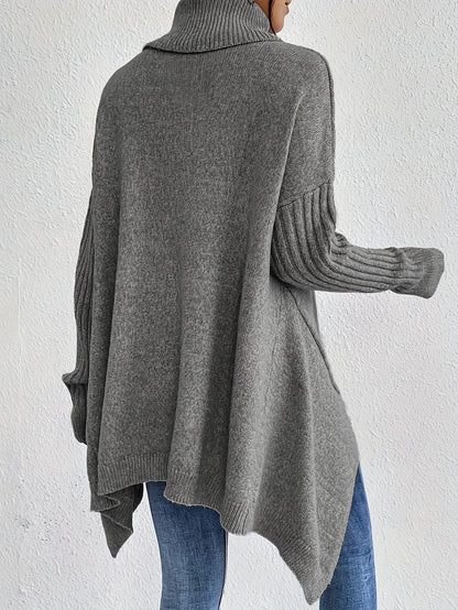 Hedrun | Damen Rollkragenpullover Oversized Strickpullover - Blue - Image 17