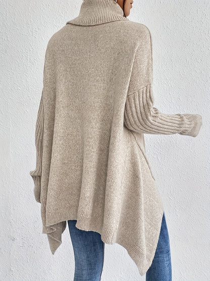 Hedrun | Damen Rollkragenpullover Oversized Strickpullover - Blue - Image 18