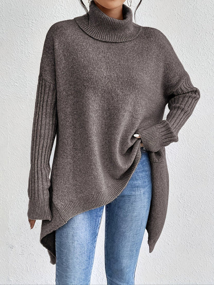 Hedrun | Damen Rollkragenpullover Oversized Strickpullover - Blue - Image 2