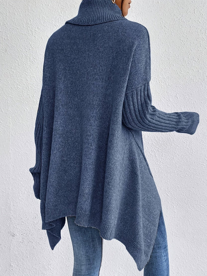Hedrun | Damen Rollkragenpullover Oversized Strickpullover - Blue - Image 22