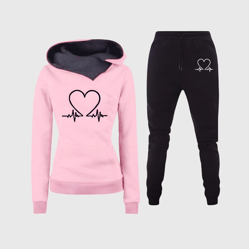 Helvind | Damen Loungewear Set Kapuzenpullover Jogginghose - Pink - Image 1