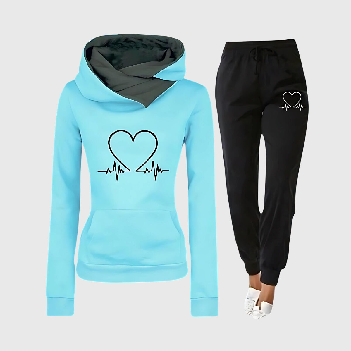Helvind | Damen Loungewear Set Kapuzenpullover Jogginghose - Pink - Image 2