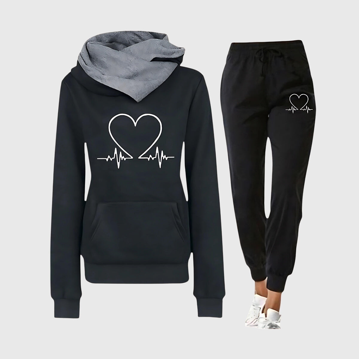Helvind | Damen Loungewear Set Kapuzenpullover Jogginghose - Pink - Image 4