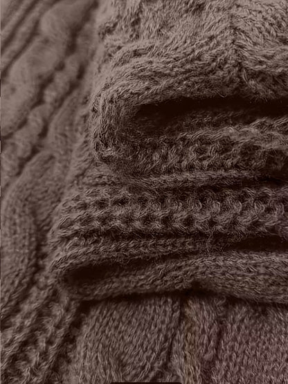 Helwina | Damen Strickkleid mit Kapuze Grobstrick - Dark Grey - Image 7