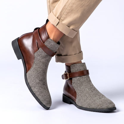 Herren Stiefeletten Verstellbare Schnalle Boots Schuhe 6
