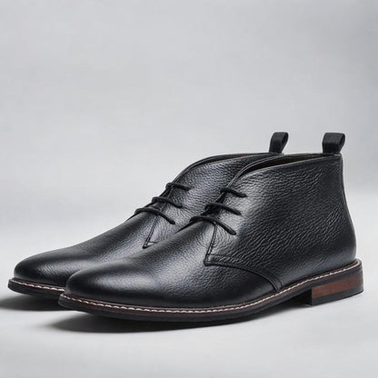 Herren Chukka mens boots Schnürung Kunstleder klassisch - Schwarz