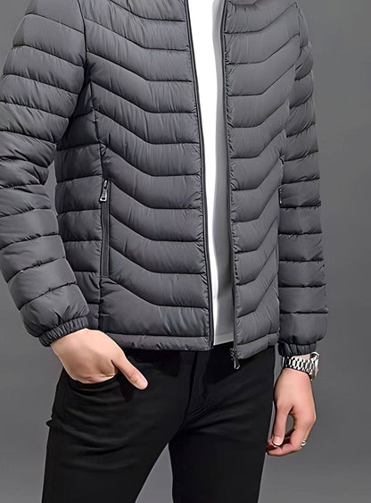 Herren Leichte Gesteppte Pufferjacke mit Abnehmbarer Kapuze