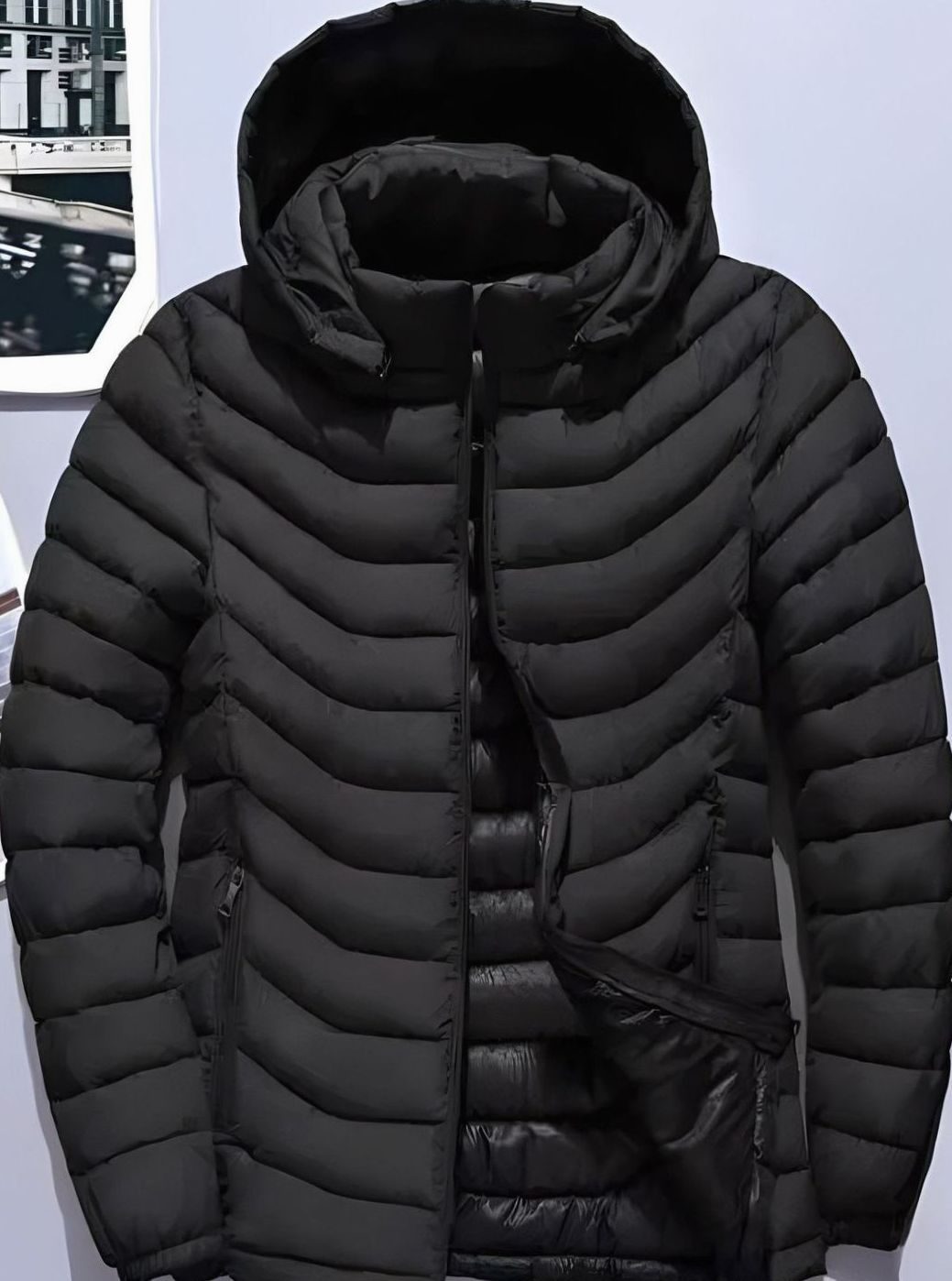 Herren Leichte Gesteppte Pufferjacke mit Abnehmbarer Kapuze