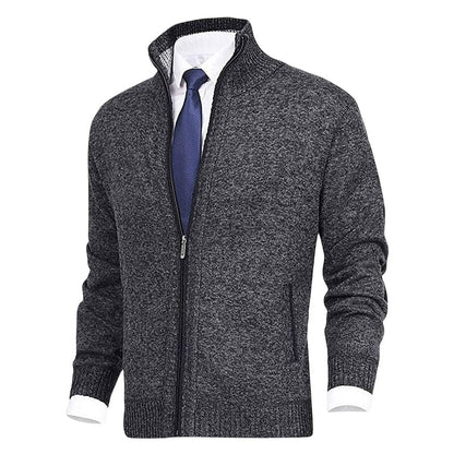 Herren Stehkragen Reißverschluss Strick-Cardigan