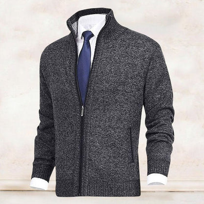 Herren Stehkragen Reißverschluss Strick-Cardigan