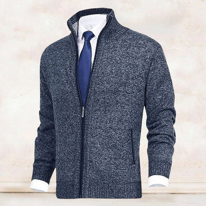 Herren Stehkragen Reißverschluss Strick-Cardigan