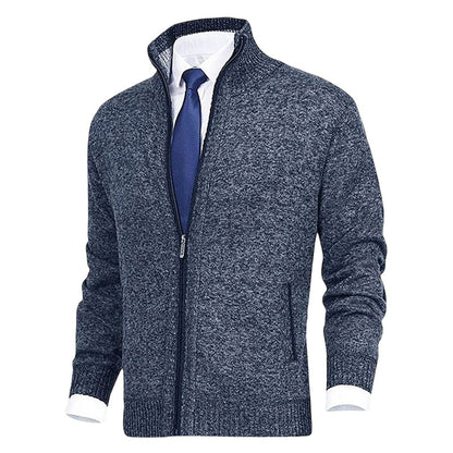 Herren Stehkragen Reißverschluss Strick-Cardigan