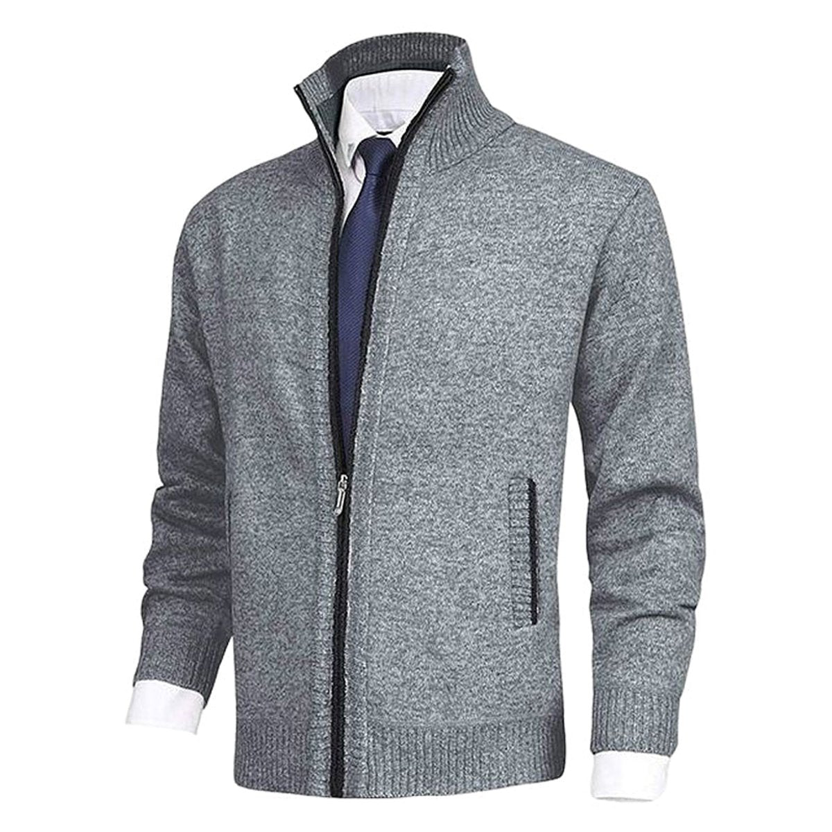 Herren Stehkragen Reißverschluss Strick-Cardigan