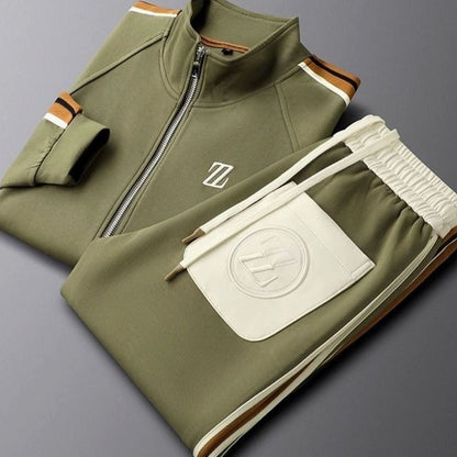 Herren Trainingsanzug für jede Aktivität Regular Fit Streifen Lycra - Grün