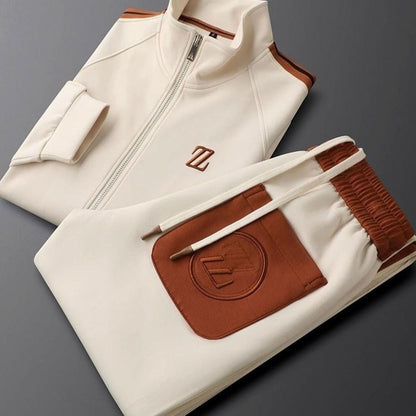 Herren Trainingsanzug für jede Aktivität Regular Fit Streifen Lycra - Beige