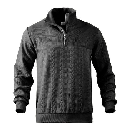Herren Zopfstrick-Pullover mit Viertelreißverschluss Knit Sweater