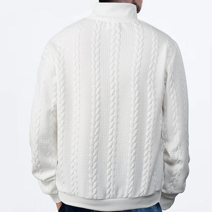 Herren Zopfstrick-Pullover mit Viertelreißverschluss Knit Sweater