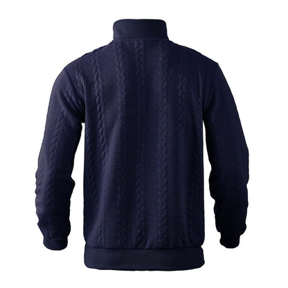 Herren Zopfstrick-Pullover mit Viertelreißverschluss Knit Sweater