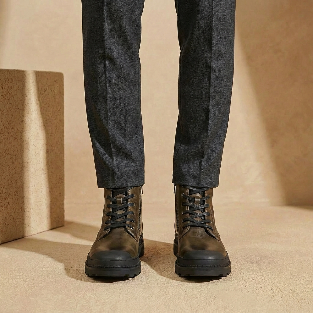 Herren Stiefel Reißverschluss Schnürstiefel Vintage Look 1