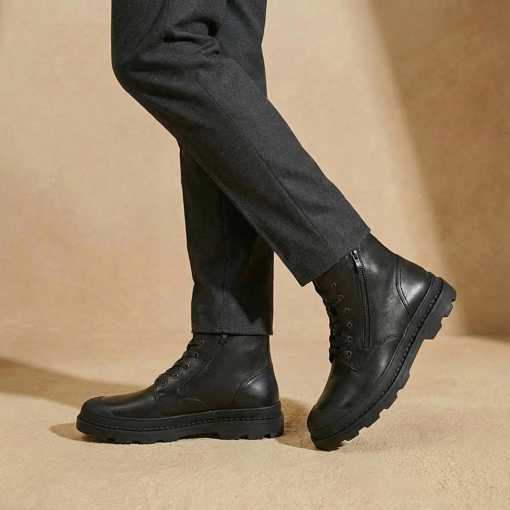 Herren Stiefel Reißverschluss Schnürstiefel Vintage Look 2
