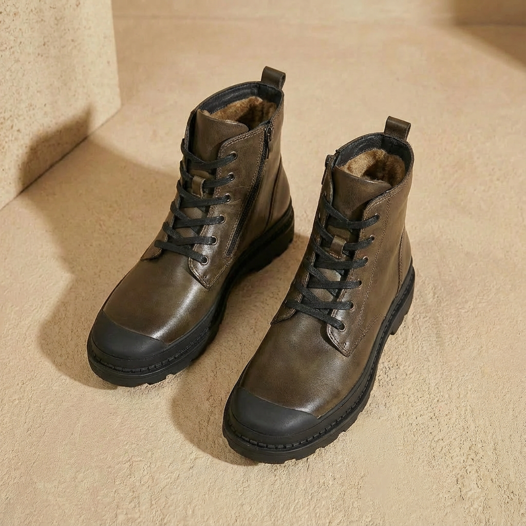 Herren Stiefel Reißverschluss Schnürstiefel Vintage Look 5