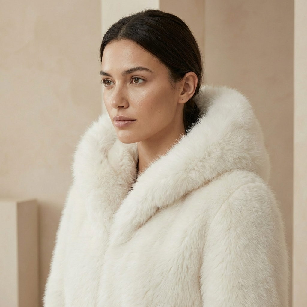 Damen Fellmantel Oversized Kapuze Winter Mantel Flauschig 1