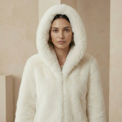 Damen Fellmantel Oversized Kapuze Winter Mantel Flauschig 2
